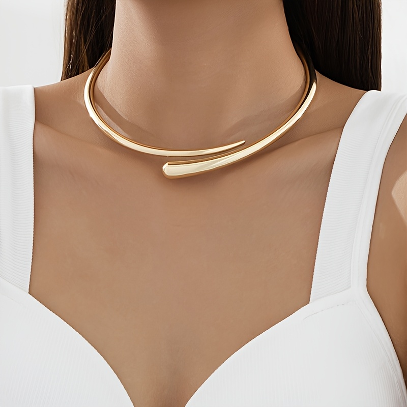 Women's Golden Tone Adjustable Ring Choker Necklace